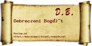 Debreczeni Bogát névjegykártya